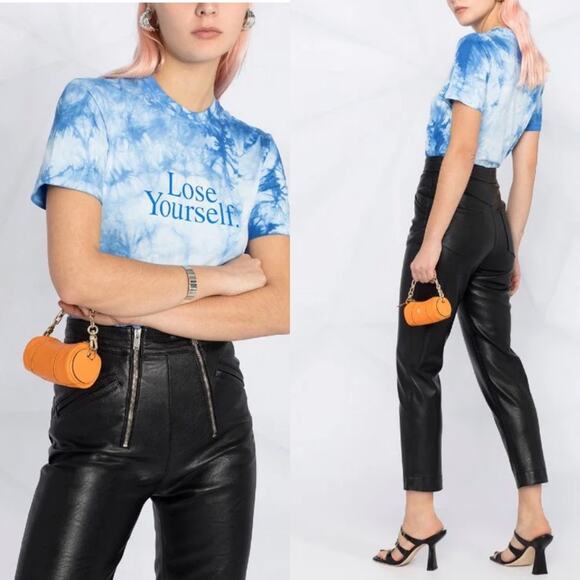 Paco Rabanne spellout Lose Yourself slogan T Shirt Tie-Dye blue size small - Picture 1 of 13
